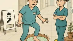 Witz: Ein Pfleger tritt auf die Fußdusche